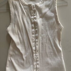 Abercrombie & Fitch Ivory Ribbed Tank Top